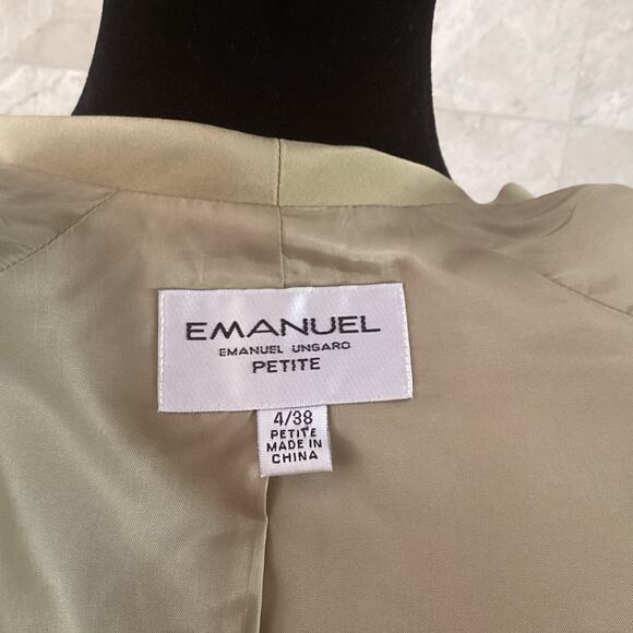 Emanuel Ungaro Women’s Vintage Silk Blazer 4P Sage, Shoulder Pad, Classic Fall - Picture 2 of 12
